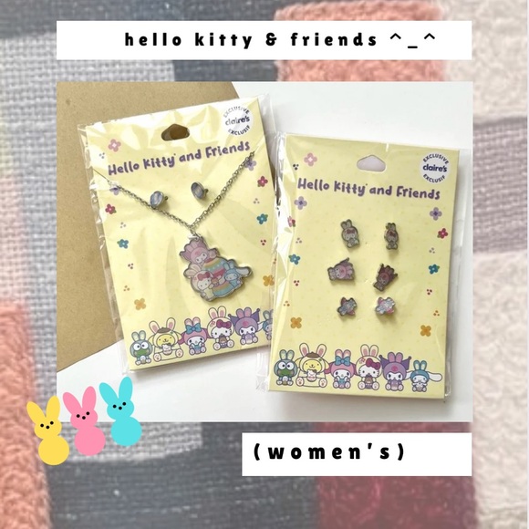 🎉🆕 hello kitty & friends easter egg necklace & 4 pairs of hello kitty earrings - Picture 3 of 11